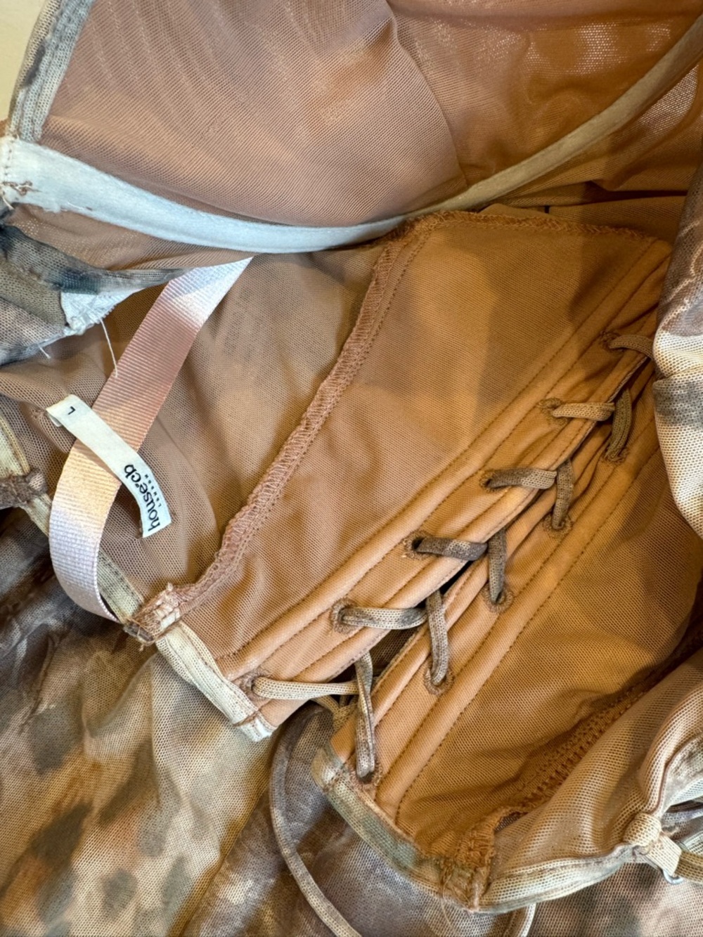 Updated pictures House of CB Beige and Brown Floral Slip Dress - Picture 4 of 8